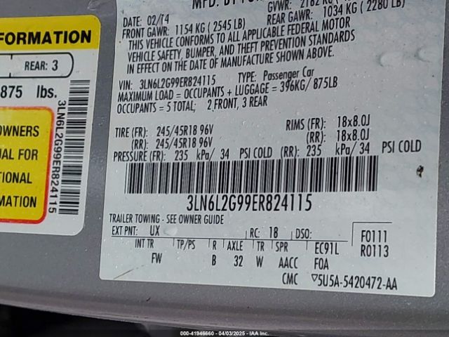 3LN6L2G99ER824115 Lincoln MKZ