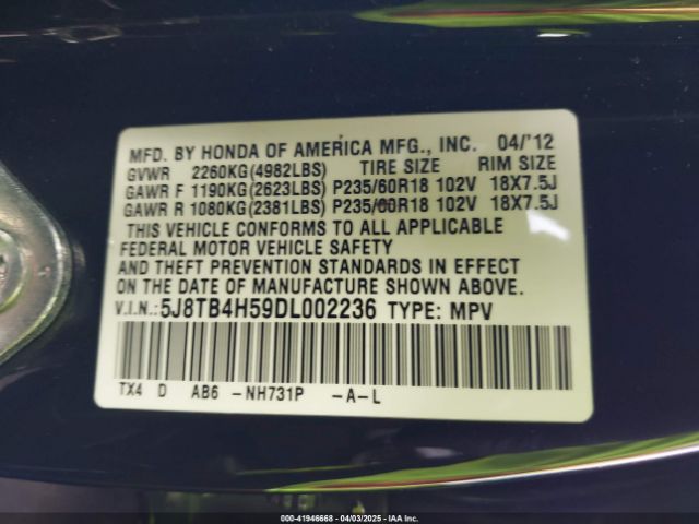 2013 ACURA RDX 5J8TB4H59DL002236 Photo 8