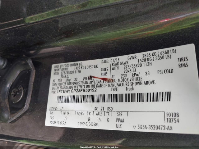 Ford F-150 Xl 2018 1FTEW1CP2JFB50192 Image 9