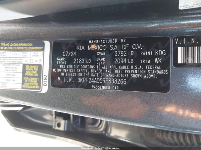 3KPF24AD5RE838266 KIA Forte Lxs