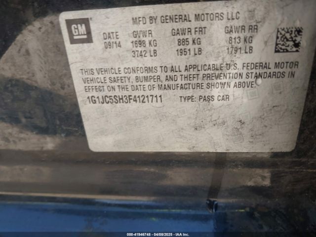 1G1JC5SH3F4121711 Chevrolet Sonic Lt Auto
