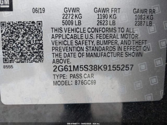2G61M5S38K9155257 Cadillac XTS LUXURY