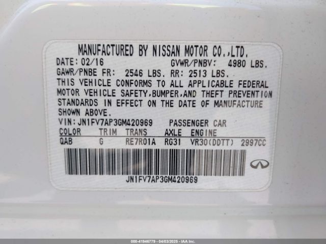 JN1FV7AP3GM420969 Infiniti Q50 3.0t Red Sport 400