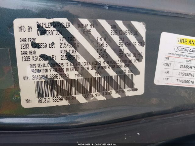 2006 CHRYSLER TOWN & COUNTRY 2A4GP54L36R617249 Photo 8