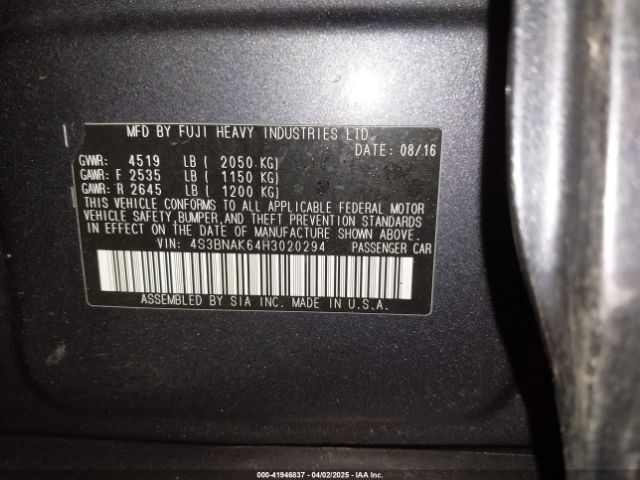 4S3BNAK64H3020294 Subaru Legacy 2.5i Limited