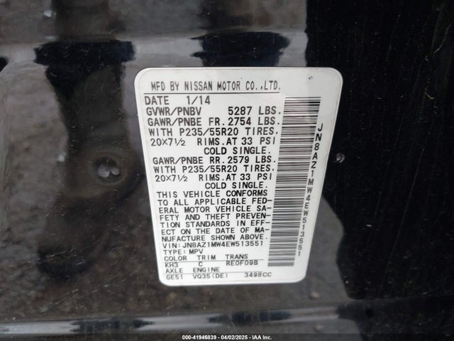 JN8AZ1MW4EW513551 Nissan Murano