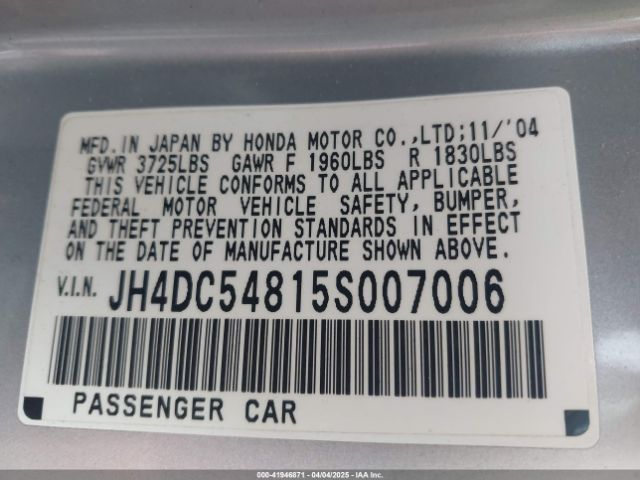 2005 ACURA RSX JH4DC54815S007006 Photo 8