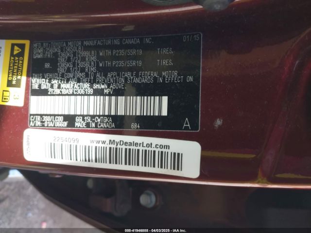 2T2BK1BA9FC306199 Lexus Rx 350/base/f Sport