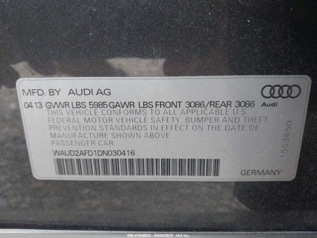 2013 AUDI S8 WAUD2AFD1DN030416 Photo 8