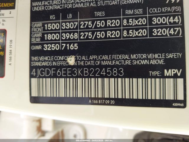 4JGDF6EE3KB224583 Mercedes-Benz Gls 450 4matic