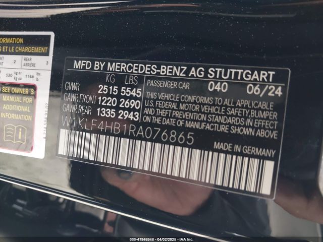 W1KLF4HB1RA076865 Mercedes-Benz E 350
