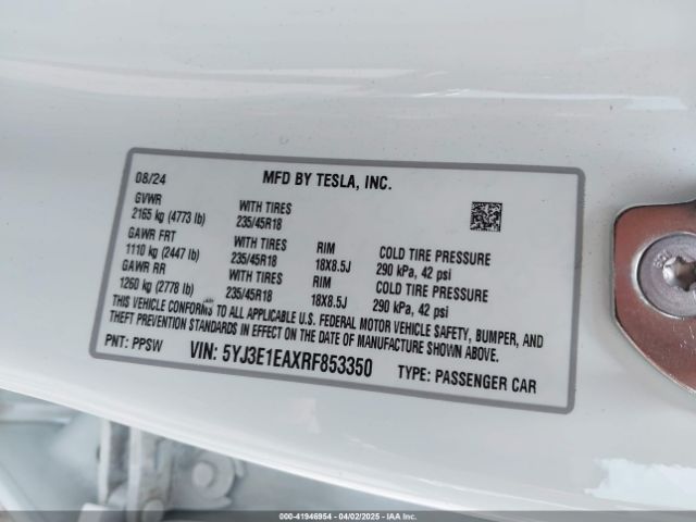 5YJ3E1EAXRF853350 Tesla Model 3 Long Range Dual Motor All-wheel Drive/rear-wheel Drive