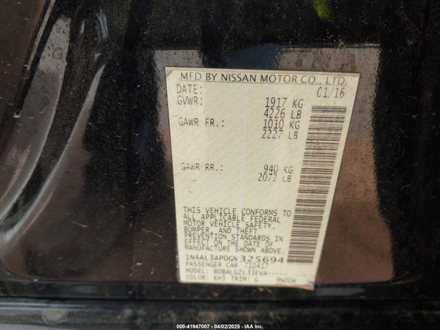 1N4AL3AP0GN325694 Nissan Altima 2.5/2.5 S/2.5 Sl/2.5 Sr/2.5 Sv