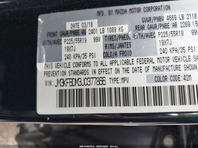 JM3KFBDM3J0377866 Mazda Cx-5 Grand Touring