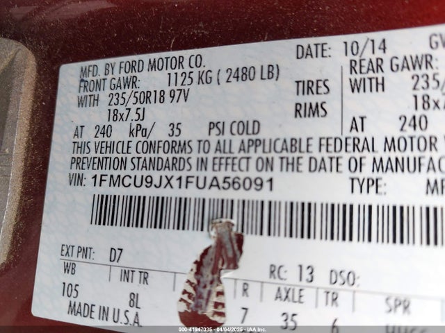 1FMCU9JX1FUA56091 Ford Escape Titanium
