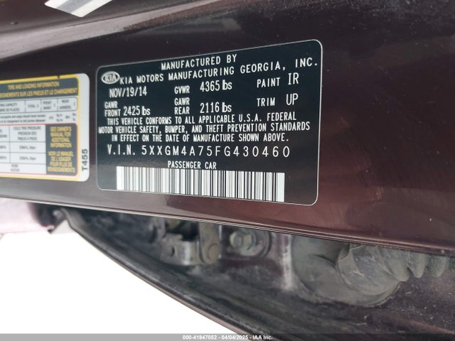 5XXGM4A75FG430460 KIA Optima Lx
