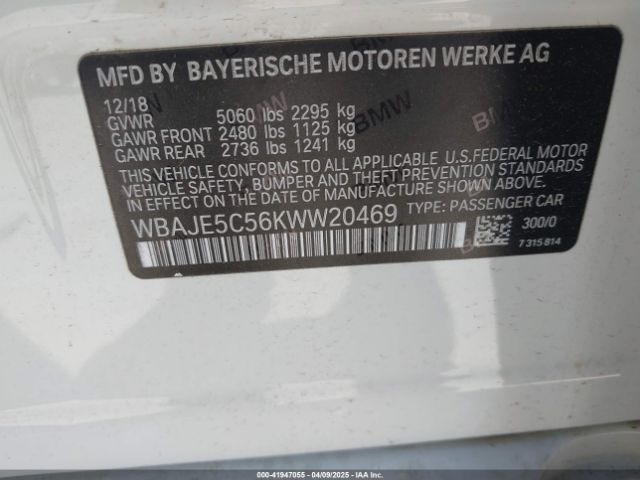 WBAJE5C56KWW20469 BMW 540I