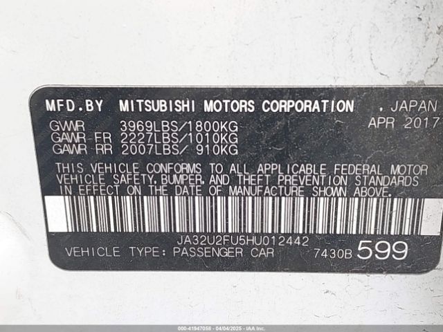 JA32U2FU5HU012442 Mitsubishi LANCER ES