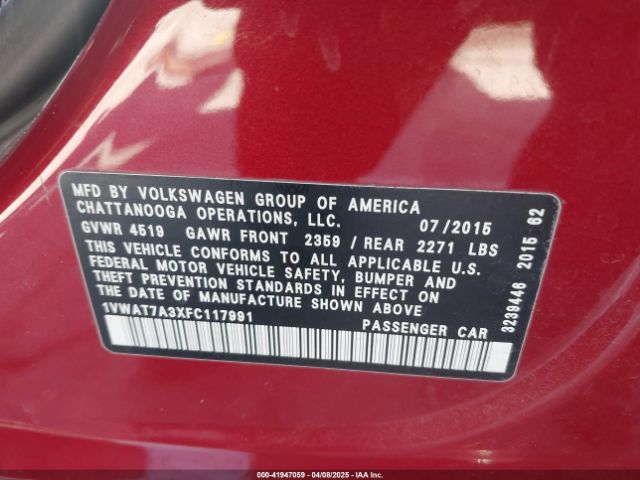 1VWAT7A3XFC117991 Volkswagen Passat 1.8t Limited Edition