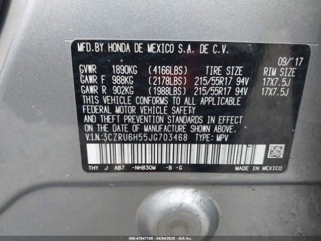 3CZRU6H55JG703468 Honda HR-V EX
