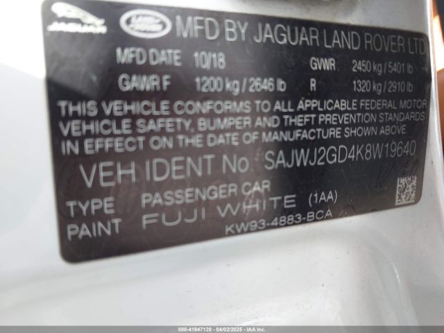 SAJWJ2GD4K8W19640 Jaguar Xj Xj50 V6/xjl Portfolio