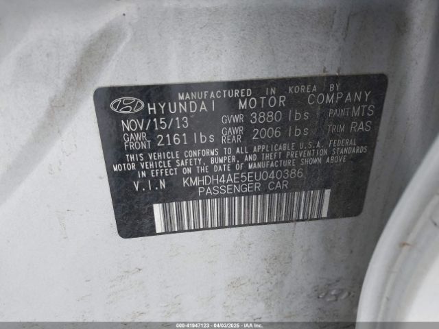 KMHDH4AE5EU040386 Hyundai ELANTRA SE