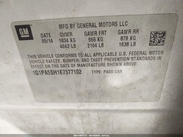 1G1PA5SH1E7377102 Chevrolet CRUZE LS
