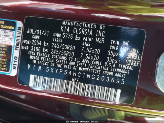 5XYP54HC1NG203695 KIA Telluride Sx