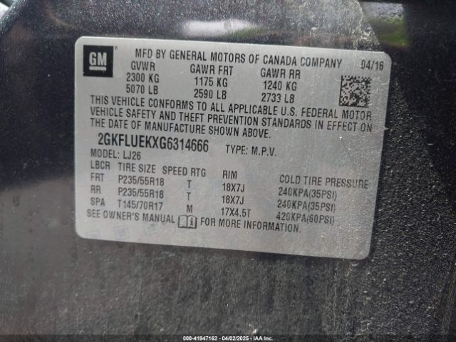 2GKFLUEKXG6314666 GMC Terrain Slt