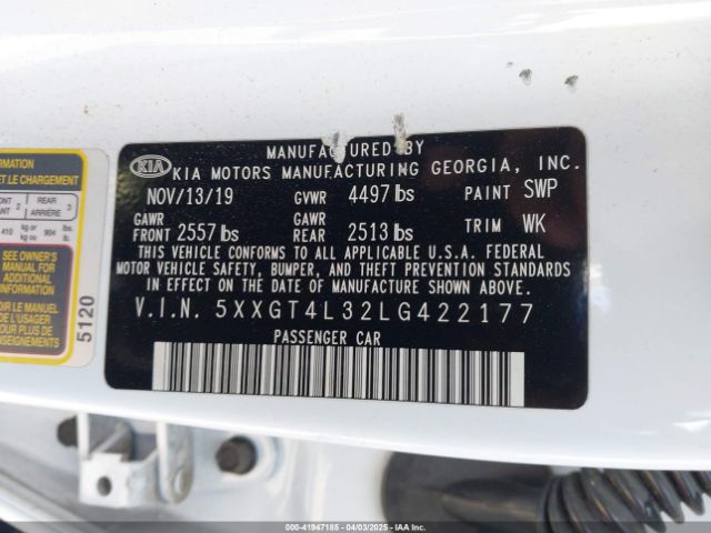 2020 KIA OPTIMA 5XXGT4L32LG422177 Photo 8