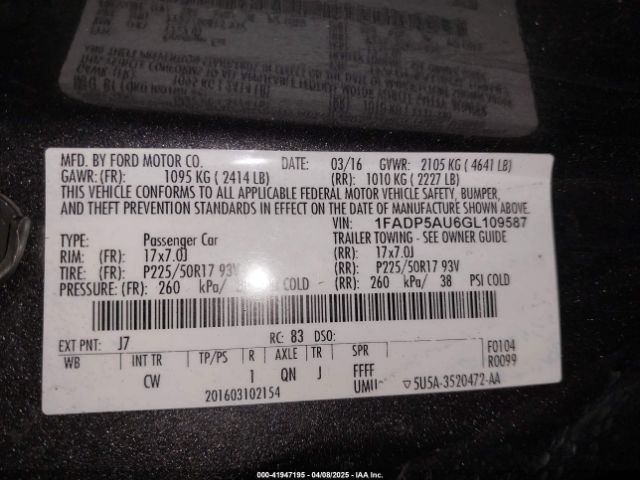 1FADP5AU6GL109587 Ford C-max Hybrid Se