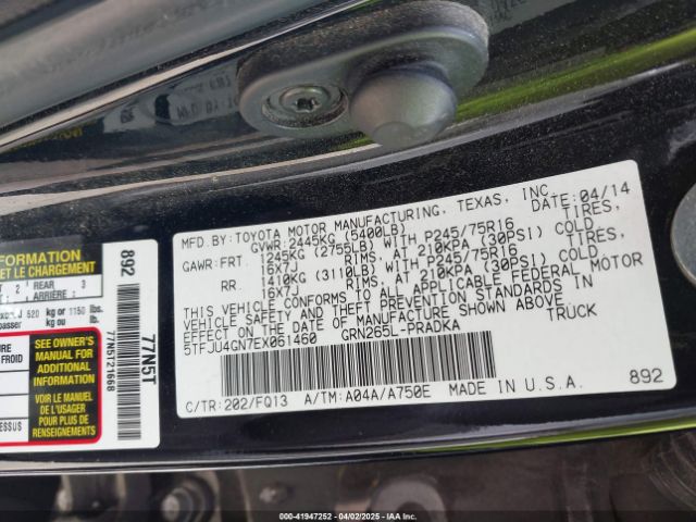 5TFJU4GN7EX061460 Toyota Tacoma Prerunner V6