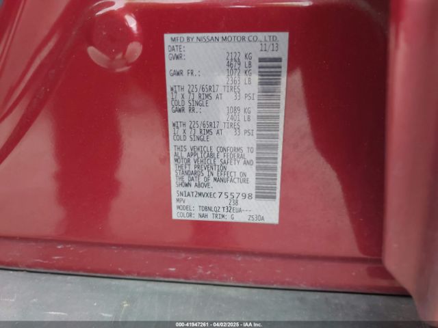5N1AT2MVXEC755798 Nissan ROGUE SV
