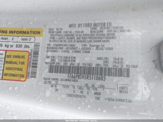 1FA6P8TH5R5110683 Ford Mustang Ecoboost Fastback