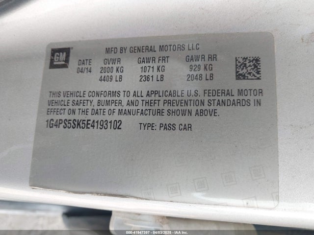 Buick lea 2014 1G4PS5SK5E4193102 Image 9