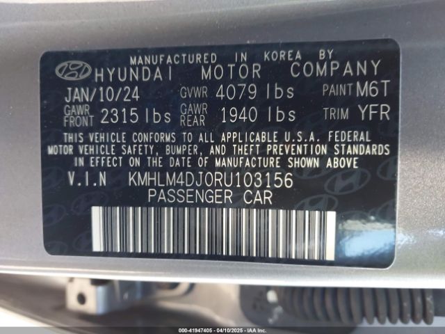 KMHLM4DJ0RU103156 Hyundai Elantra Hybrid Blue
