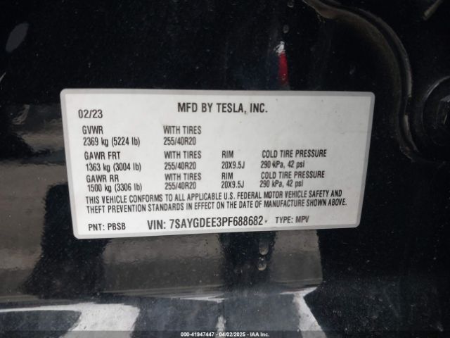 7SAYGDEE3PF688682 Tesla Model Y