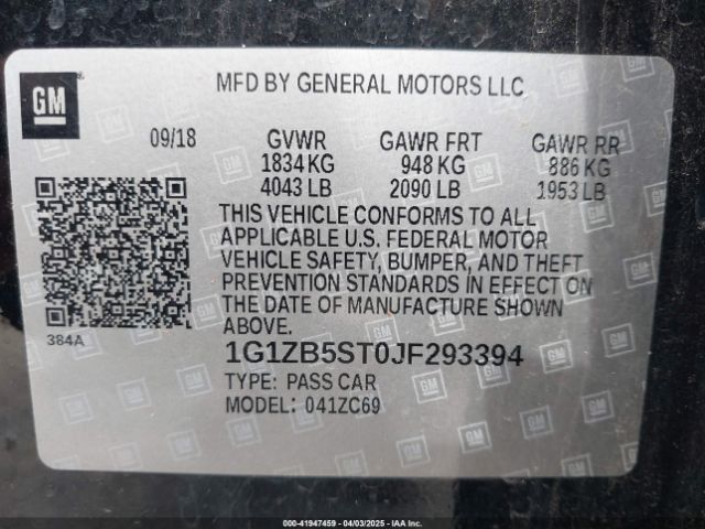1G1ZB5ST0JF293394 Chevrolet Malibu 1ls