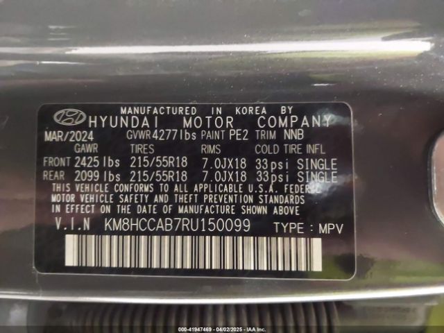 KM8HCCAB7RU150099 Hyundai Kona Sel