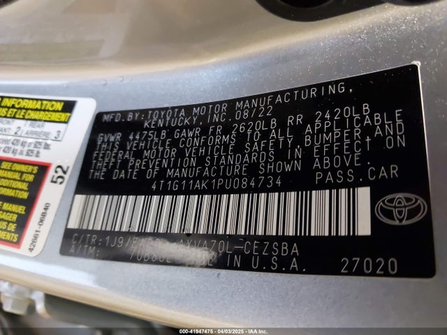 4T1G11AK1PU084734 Toyota CAMRY SE