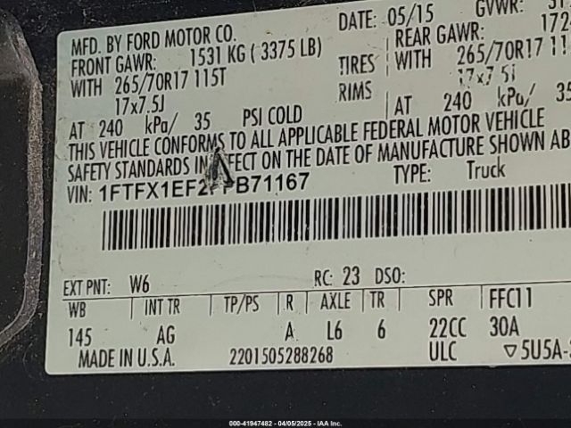 1FTFX1EF2FFB71167 Ford F-150 Xl