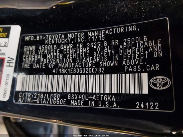 4T1BK1EB0GU200782 Toyota Avalon Xle Premium