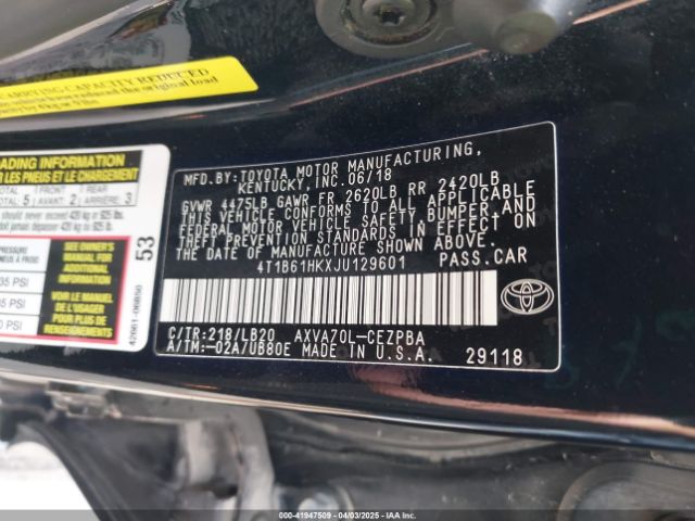 4T1B61HKXJU129601 Toyota CAMRY XSE