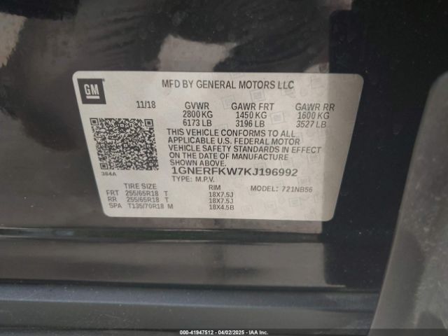 1GNERFKW7KJ196992 Chevrolet Traverse Ls