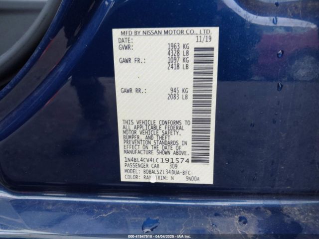 1N4BL4CV4LC191574 Nissan Altima Sr Fwd