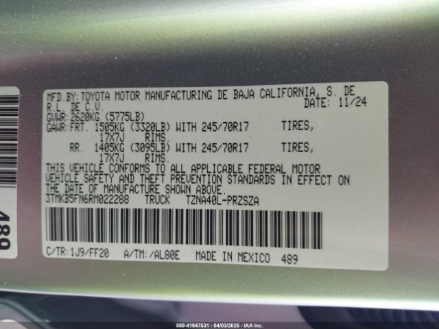 3TMKB5FN6RM022288 Toyota Tacoma Sr5 2wd