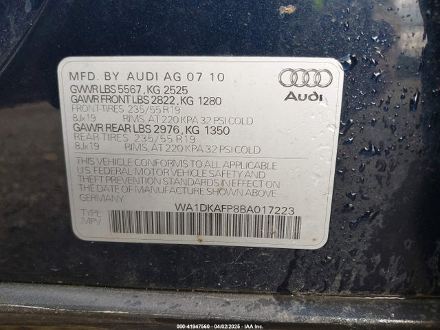 2011 AUDI Q5 WA1DKAFP8BA017223 Photo 8