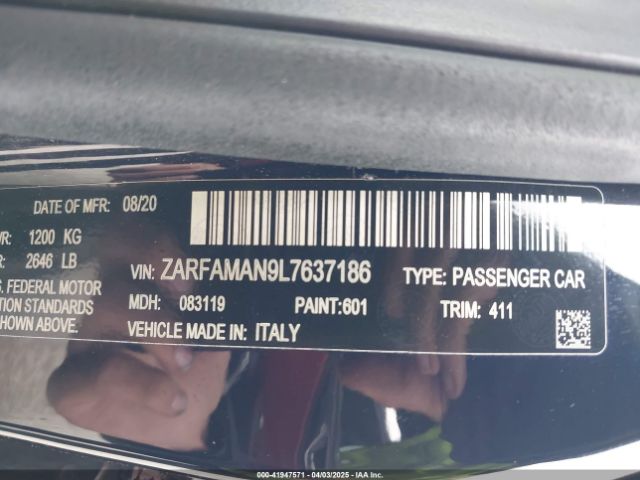 2020 ALFA ROMEO GIULIA ZARFAMAN9L7637186 Photo 8