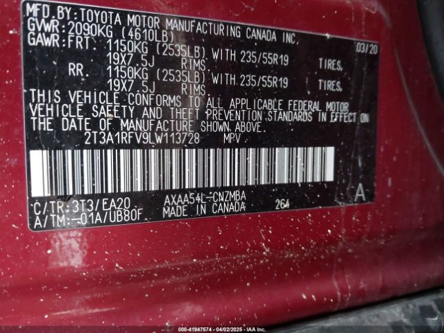 2T3A1RFV9LW113728 Toyota a25a-fks