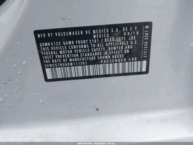 3VWC57BU6KM111351 Volkswagen Jetta 1.4t R-line/1.4t S/1.4t Se